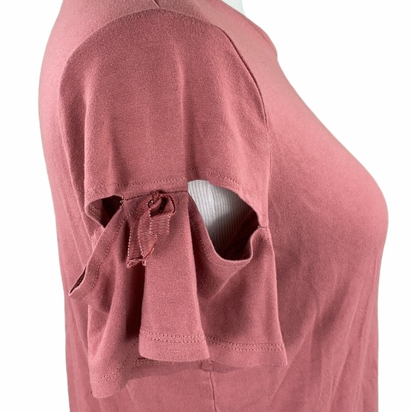 TopShop Dusty Rose Cute Cut Out Bow Sleeve Tee - Picture 4 of 12